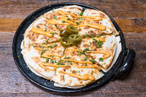 Shrimp Mojo de Ajo Quesadillas