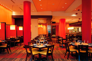 MAIN DINING ROOM - 200 seated | 450 reception<br />The Main Dining Room, surrounded by windows & double-high ceilings, make this a perfect space for larger crowds